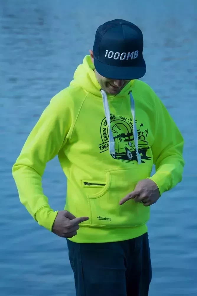 Fluorescenční pánská mikina se škodovkou 1000 MB