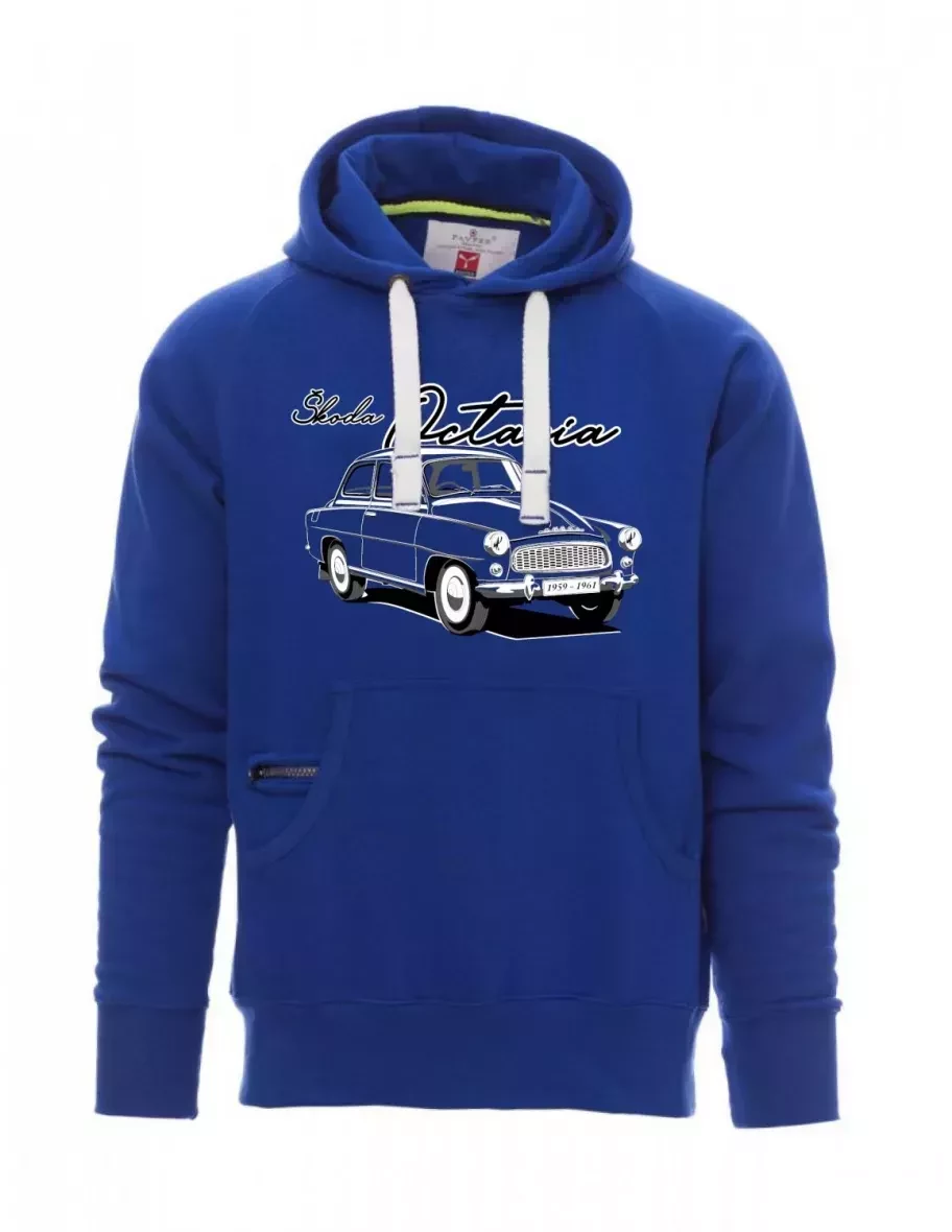 Modrá pánská mikina se škodovkou Octavia