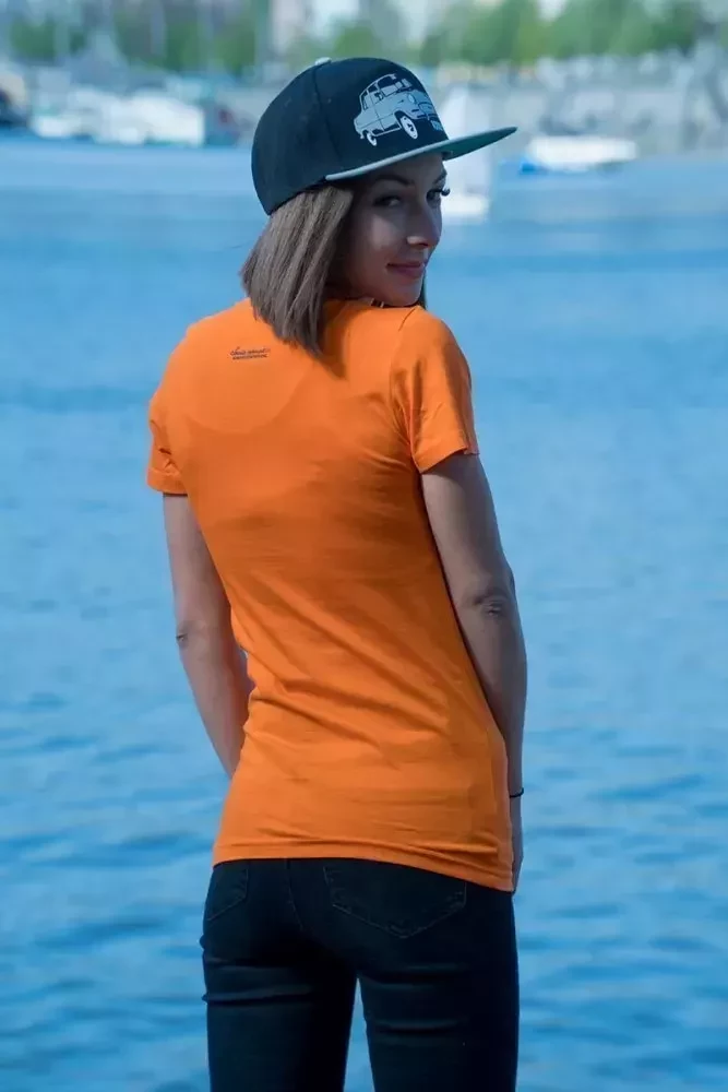 Oranžové dámské tričko se škodovkou 1203
