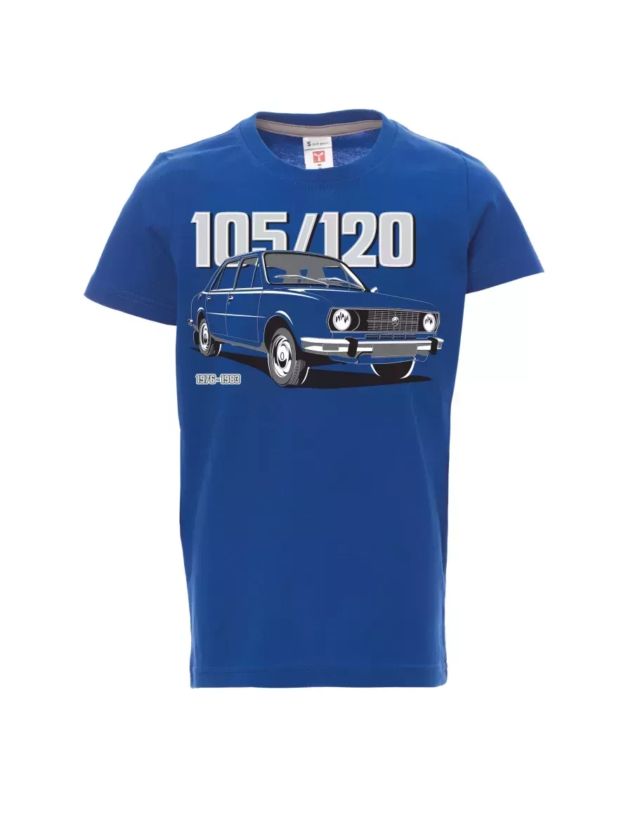 Modré dětské tričko se škodovkou 105/120