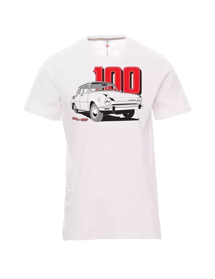 Bílé pánské tričko se škodovkou 100