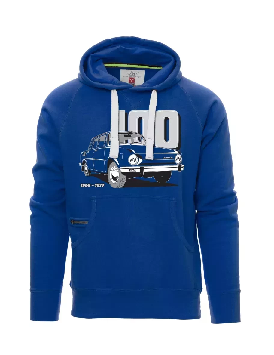 Modrá pánská mikina se škodovkou 100