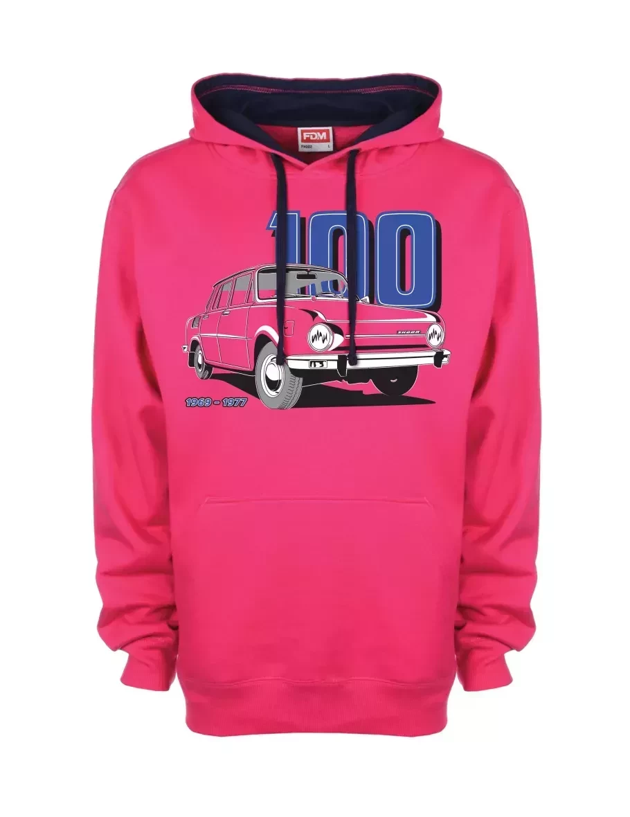 Modro-růžová mikina se škodovkou 100