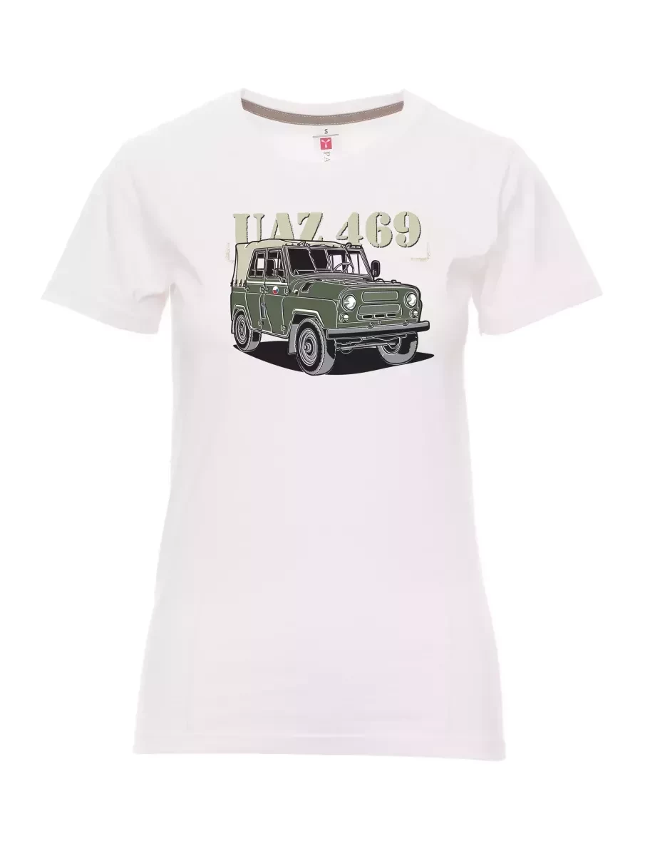 Bílé dámské tričko UAZ 469 Česká vlajka