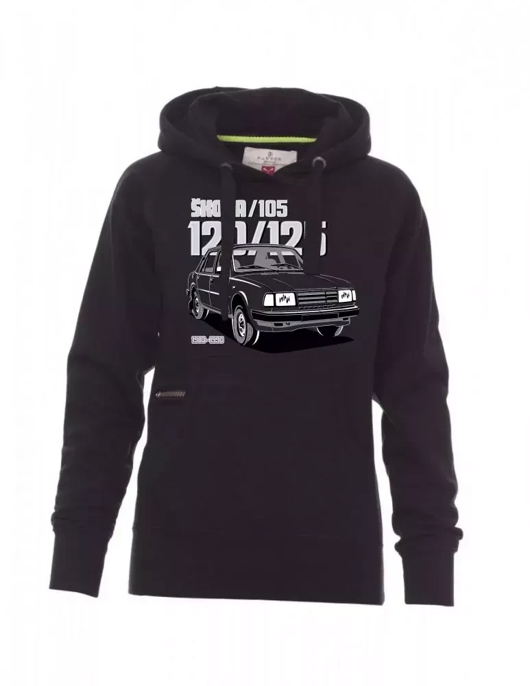 Černá dámská mikina se škodovkou 105/120/125