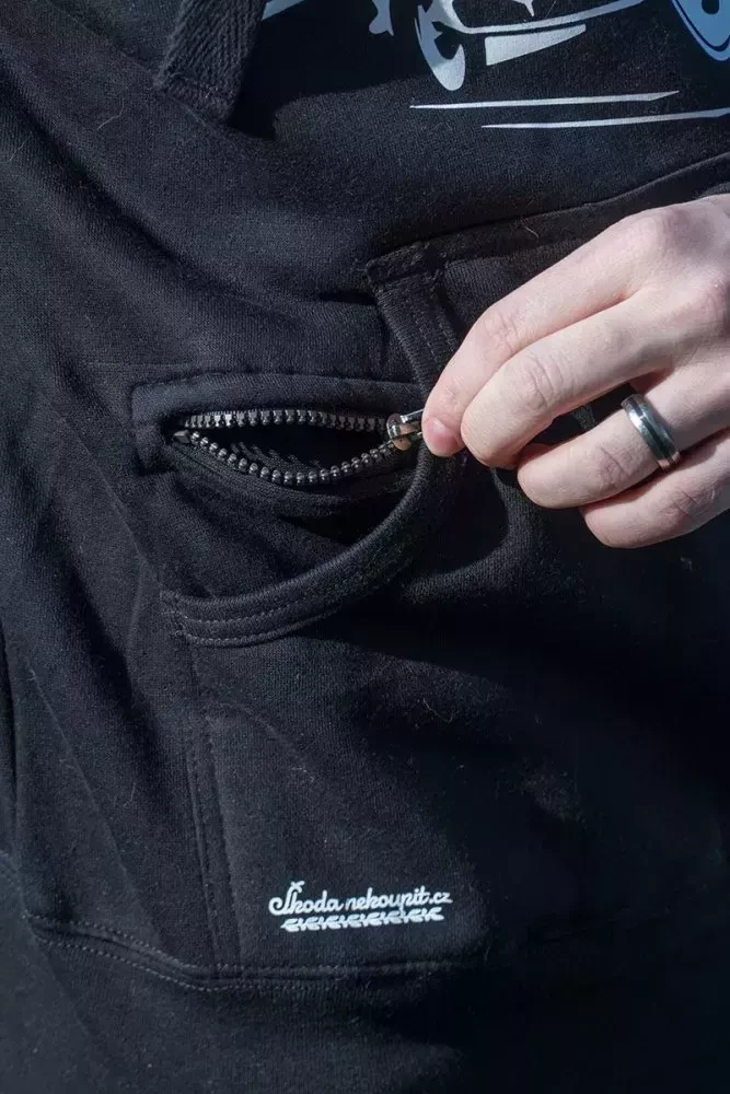 Černá pánská mikina Škoda Favorit - červený
