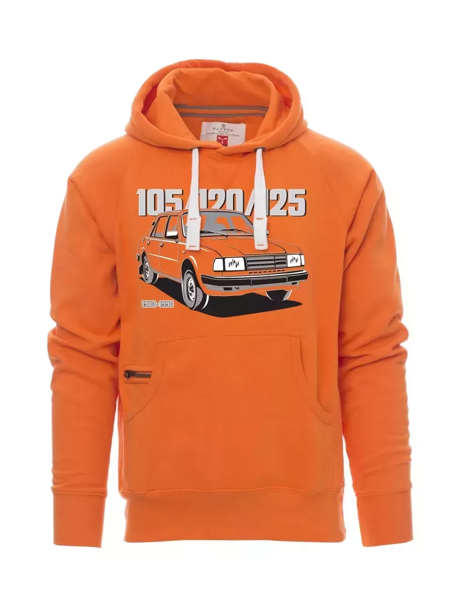 Oranžová pánská mikina se škodovkou 105/120/125