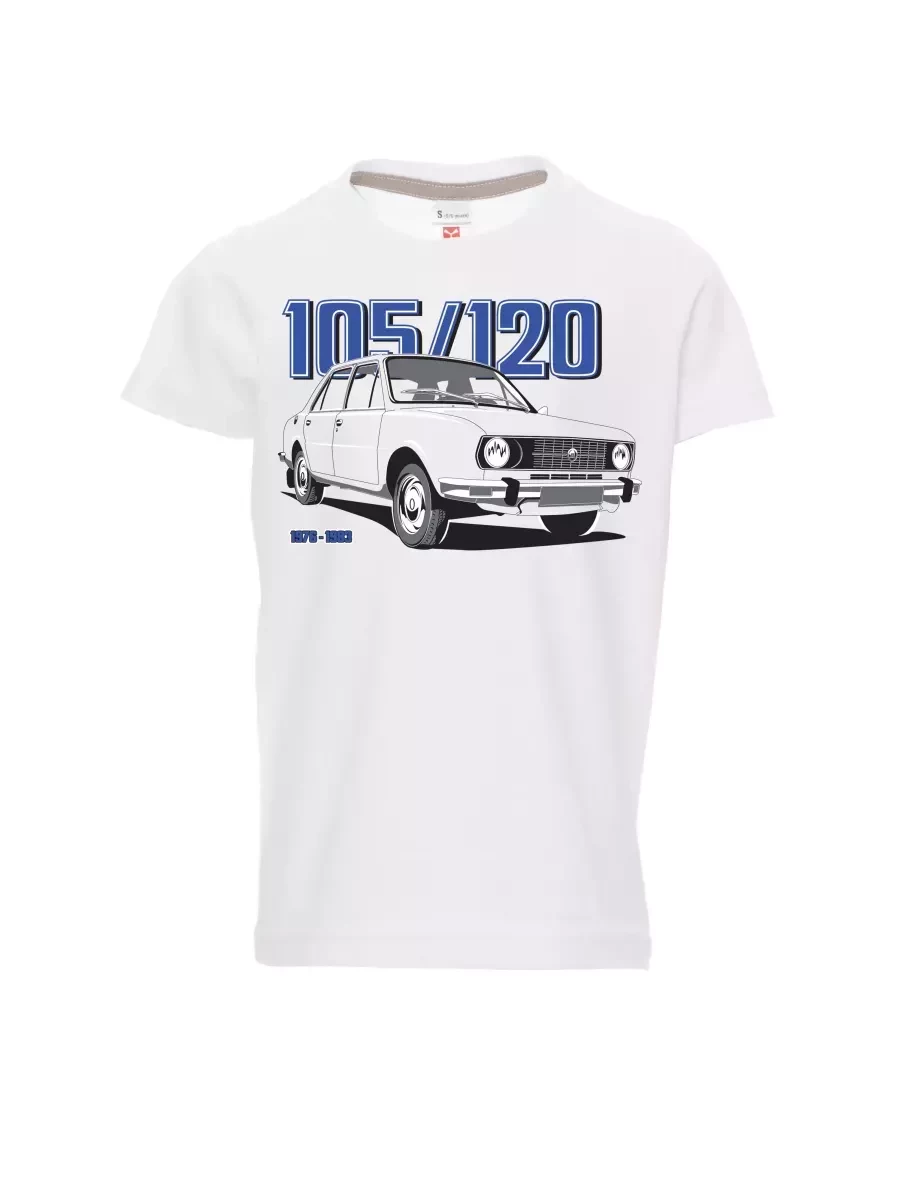 Bílé dětské tričko se škodovkou 105/120