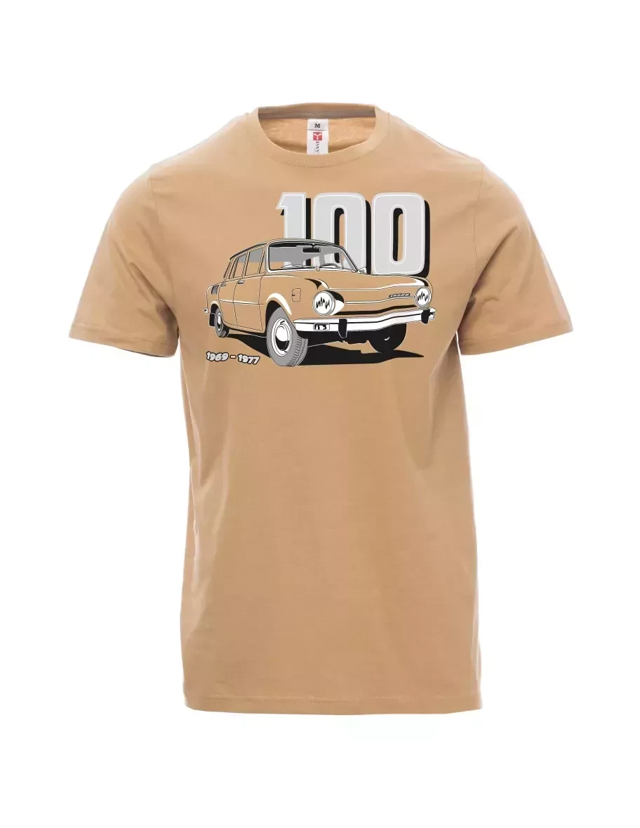 Hnědé pánské tričko se škodovkou 100
