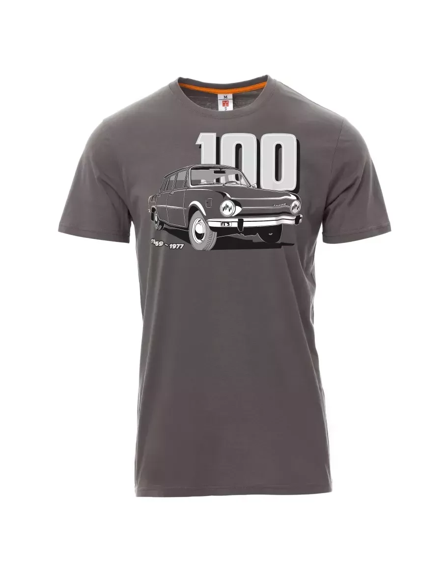 Šedé pánské tričko se škodovkou 100