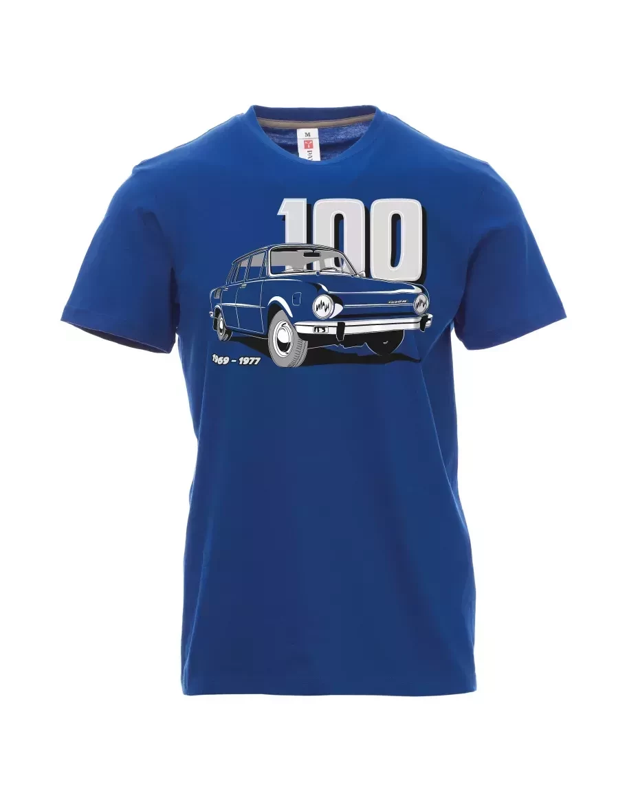 Modré pánské tričko se škodovkou 100