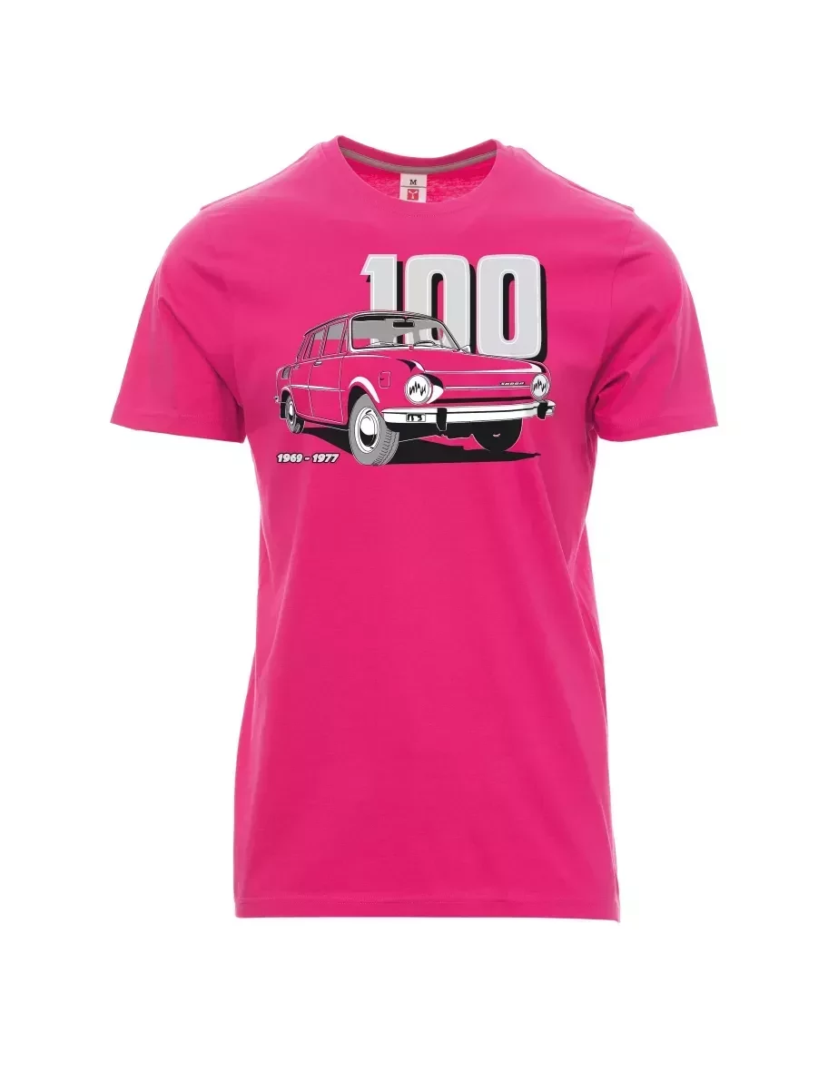 Růžové pánské tričko se škodovkou 100