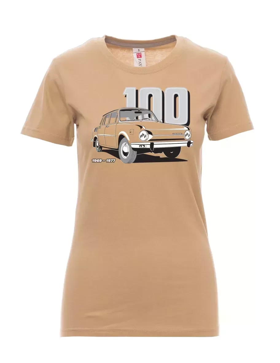Hnědé dámské tričko se škodovkou 100