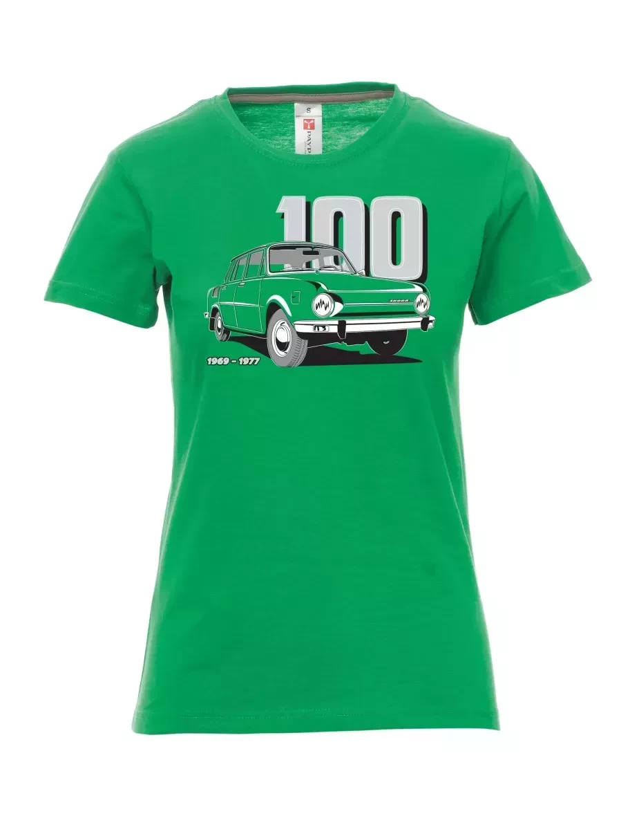 Zelené dámské tričko se škodovkou 100