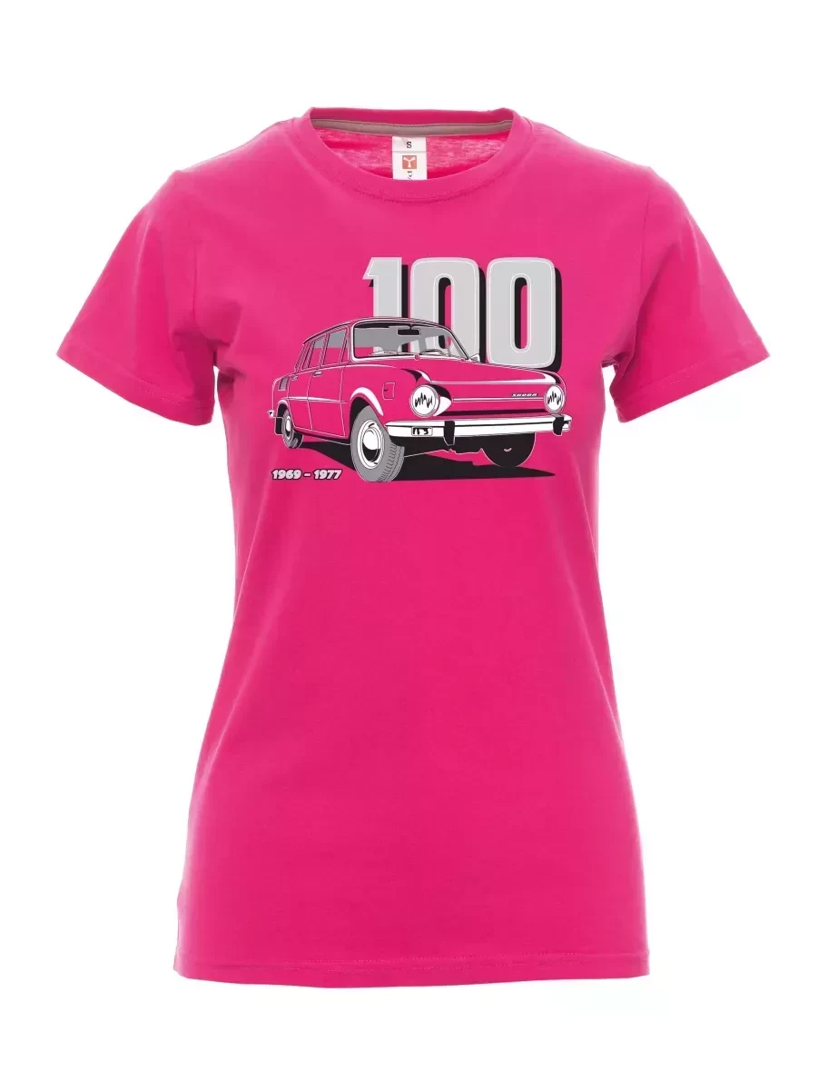 Růžové dámské tričko se škodovkou 100