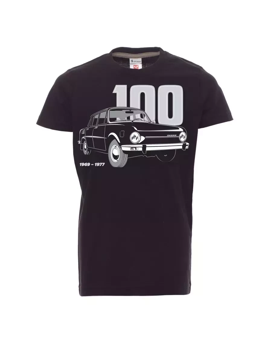 Černé dětské tričko se škodovkou 100