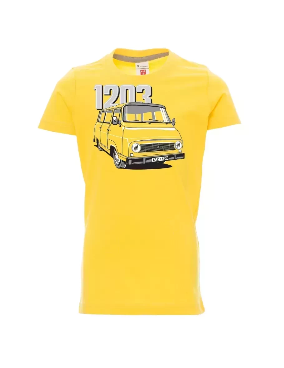 Žluté dětské tričko se škodovkou 1203