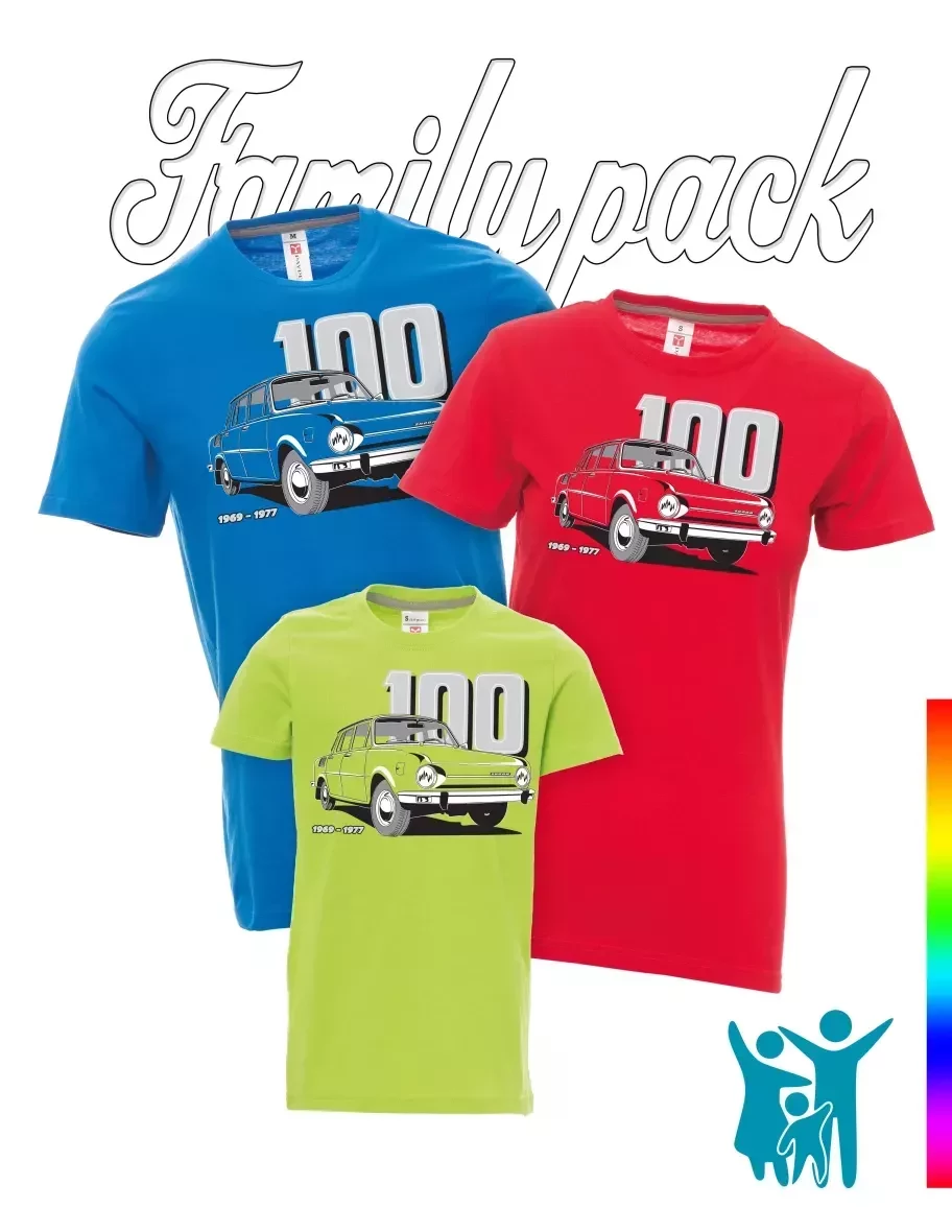 Rodinný set triček se škodovkou 100
