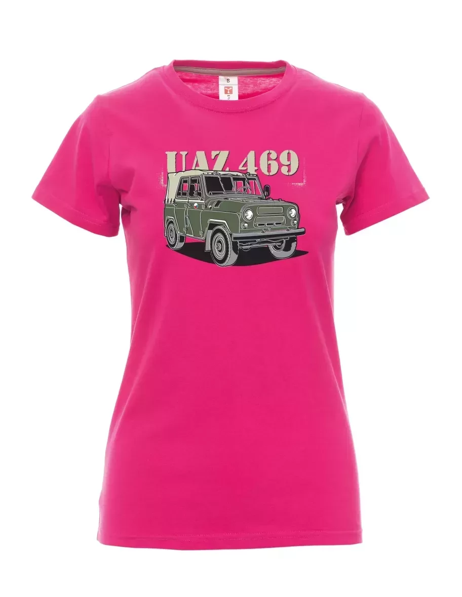 Růžové dámské tričko UAZ 469 Česká vlajka