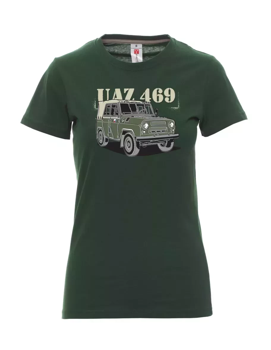 Tmavě zelené dámské tričko UAZ 469 Česká vlajka